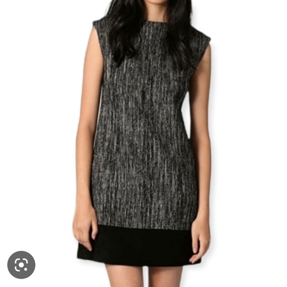 Milly sleeveless wool blend mini dress with suede hem - Picture 2 of 15